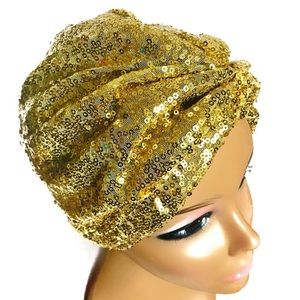 New! Gold Sequin Turban Women’s Beanie - Bonnet